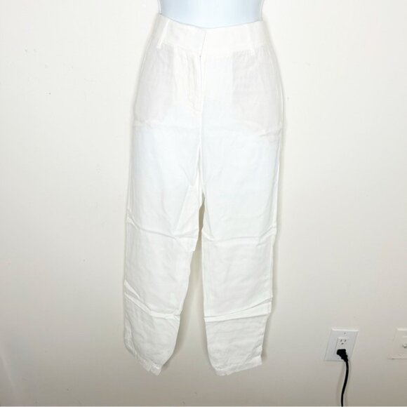 Aritzia Babaton Pants Straight Skinny Leg cuffed ankle Off white Tapered Trouser - Picture 6 of 16